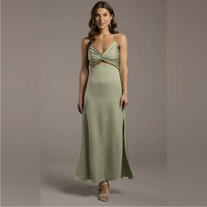 David's Bridal Sage Green Maxi Dress